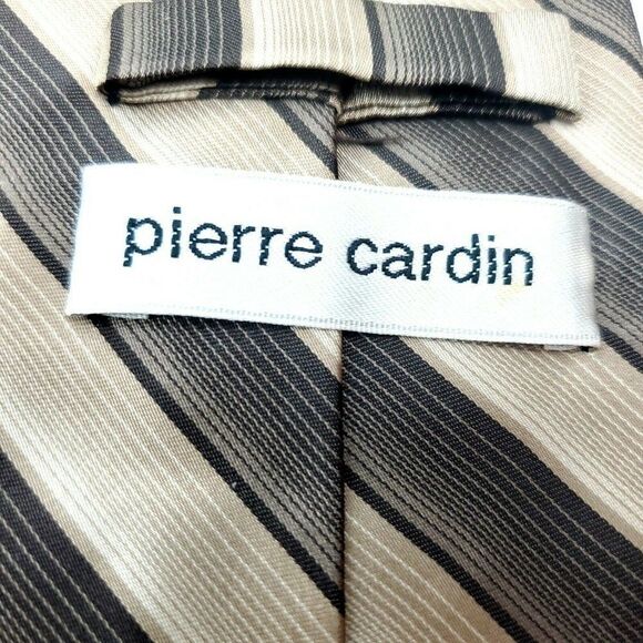 Pierre Cardin Brown Striped Short Silk Tie - Picture 3 of 6